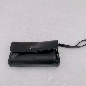 Black leather wristlet